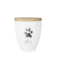 Tierurne Keramik Blanc mit Pfotenabdruck Tierurne Keramik Blanc mit Pfotenabdruck